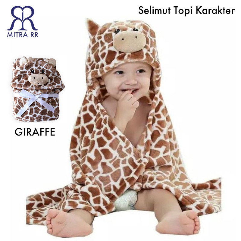 MitraRR Selimut Topi Bayi Karakter / Selimut Topi Bayi Boneka Fleece Carter Hooded Blanket