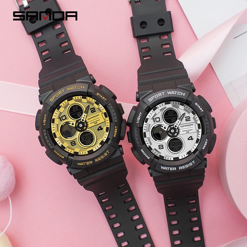 SANDA 6027 Jam Tangan Pria Digital Analog Tali Rubber Shockproof Anti Air WATCHKITE WKOS