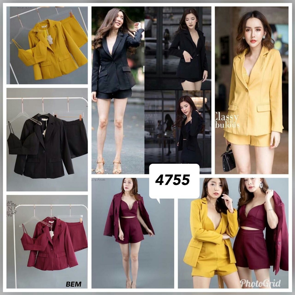 CLOTHINGICON SET 3IN1 BLAZER INNER TANKTOP PANT CELANA PENDEK HOTPANT SCUBA IMPORT