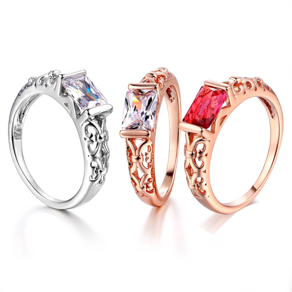 Cincin Bahan Sterling Silver 925 Warna Rose Gold Untuk Wanita Jza0126