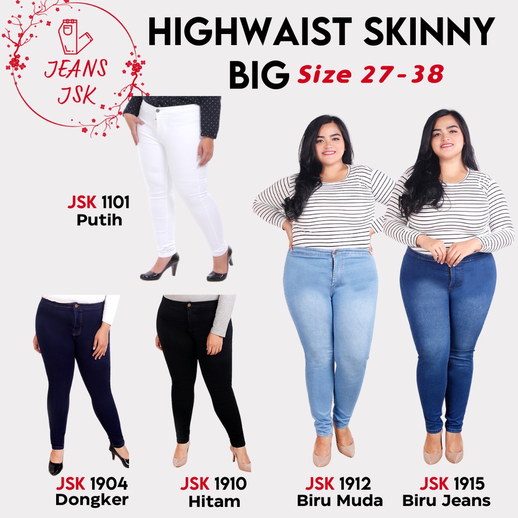 JUMBO BIGSIZE Celana Highwaist Jeans Wanita Denim Stretch Cewek JSK JEANS