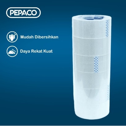 Pepaco Lakban / Plakban / Isolasi Bening uk. 2 inch x 90 yard (1 slop isi 6 roll)