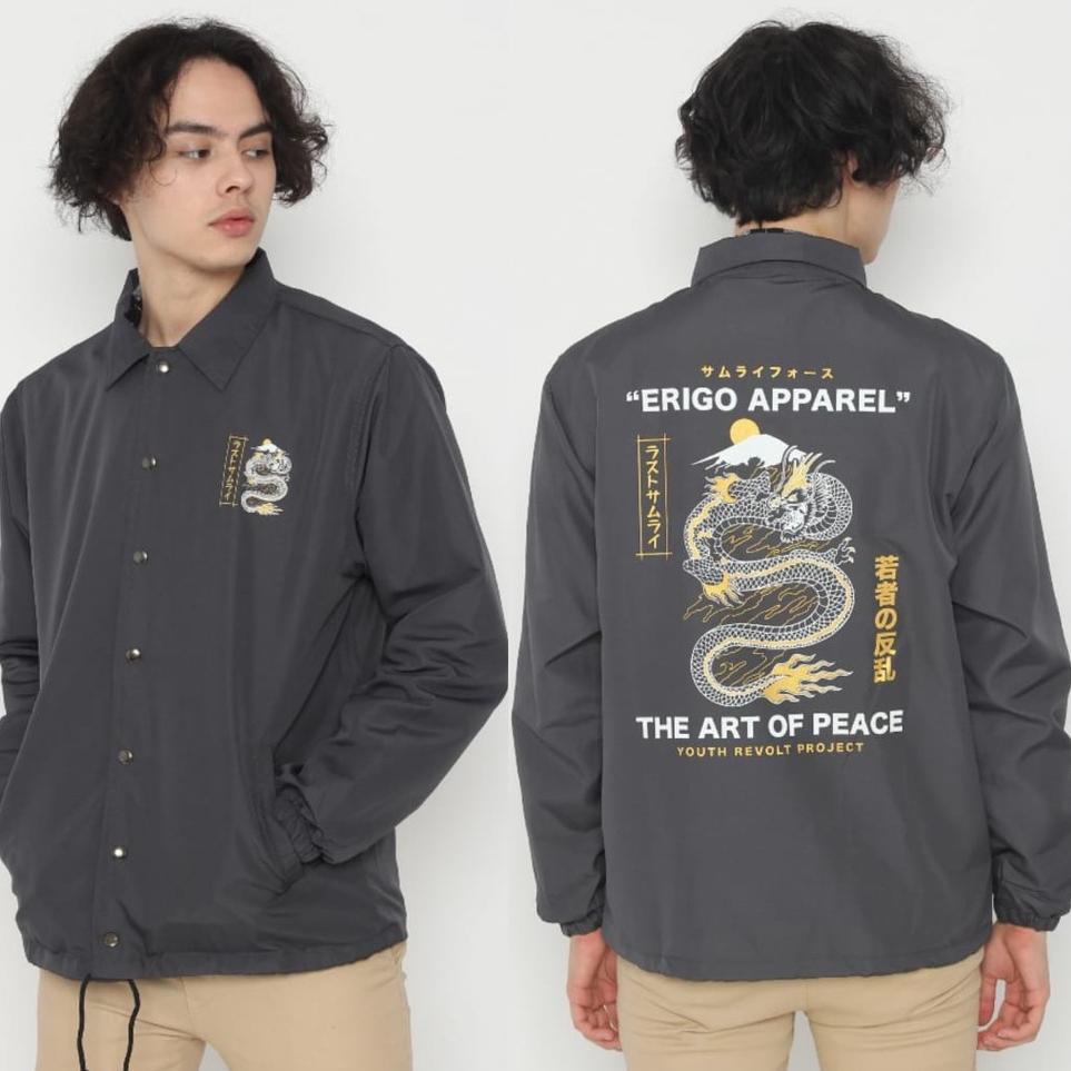 {POG.10Jn22ᵛ}  JAKET COACH PRIAGAMBAR NAGA JEPANG APAREL DISTRO JAKET PARASUT PRIA ANTI AIR JAKET CO