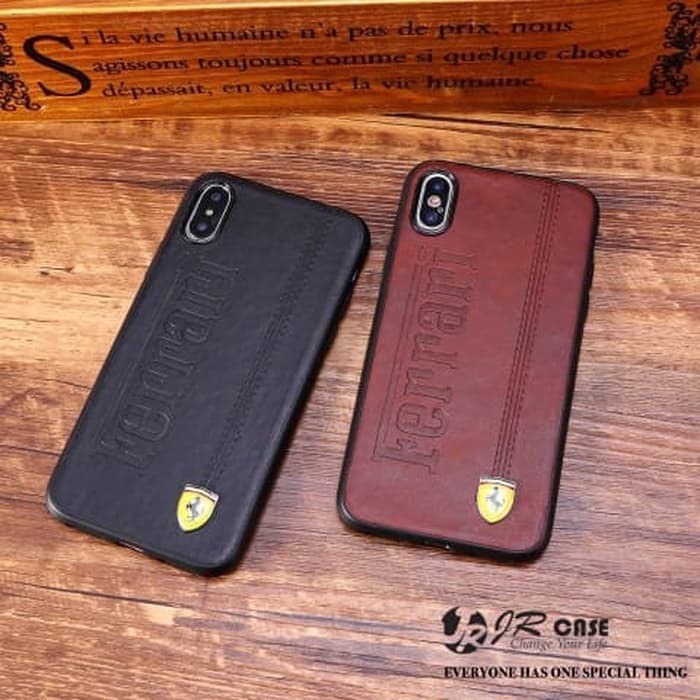 iPhone XR Case Sport Car Logo Ferrari BMW Leather Back Cover Casing