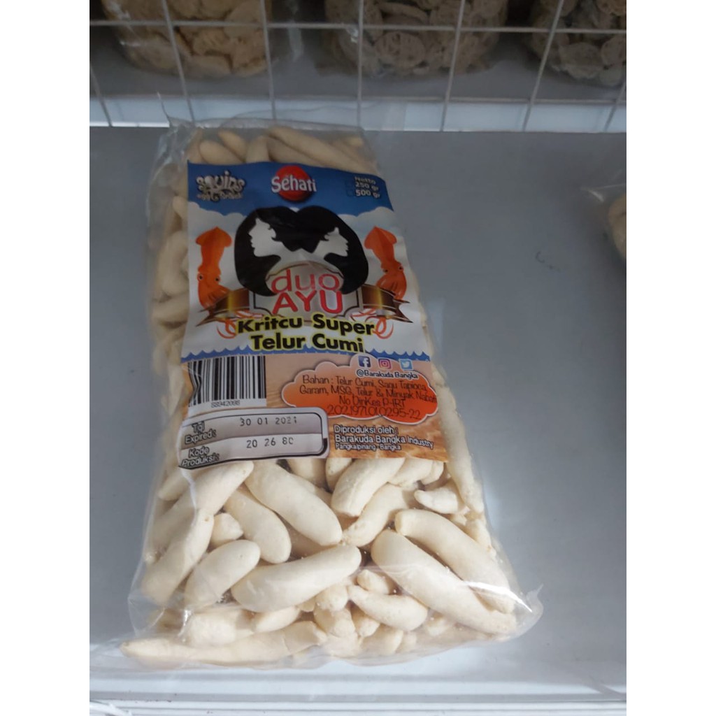 

Kritcu Telur Cumi Super Duo Ayu 250gr Asli Bangka / Stick Cumi / Kerupuk Cumi Bangka