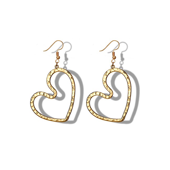 LRC Anting Gantung Fashion Golden Love Irregular Bump Earrings D76510