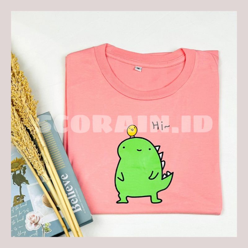 HI DINO PINK T-SHIRT | KAOS DINO LUCU KAWAII KAOS OVERSIZE ALLSIZE BIGSIZE | T-SHIRT KOREAN STYLE KAWAII | KAOS PINK POLOS KEKINIAN