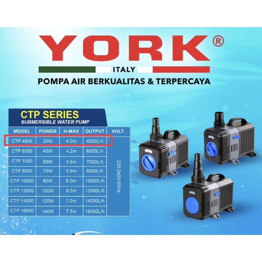 YORK CTP 4800 pompa celup akuarium submersible pump aquarium