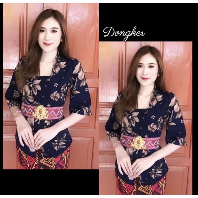 kebaya bali sifon print motif lukis lengan lonceng