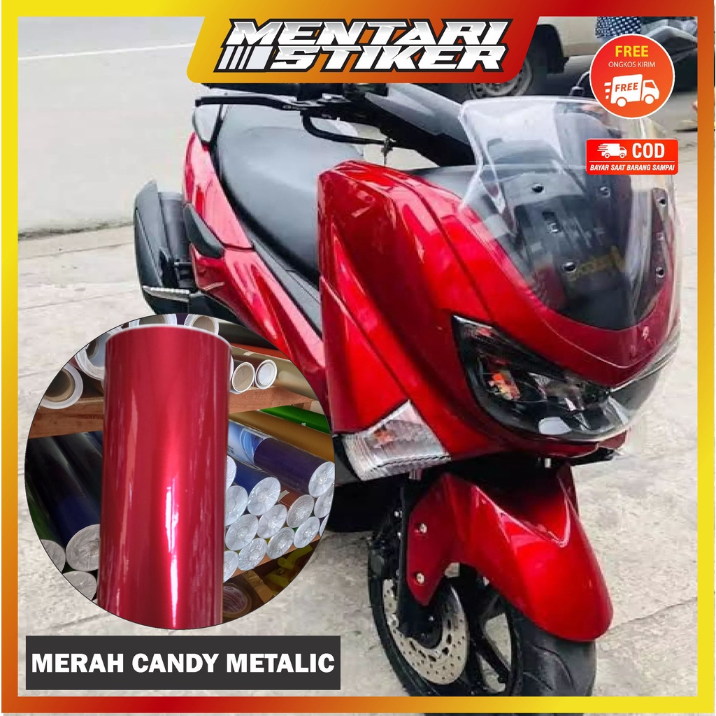 skotlet  merah maroon metalik/stiker merah glosy candy