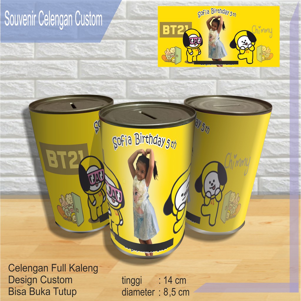 Souvenir Bts Bt21 | Celengan Kaleng Karakter Kpop BTS21 Chimmy Bisa Buka Tutup