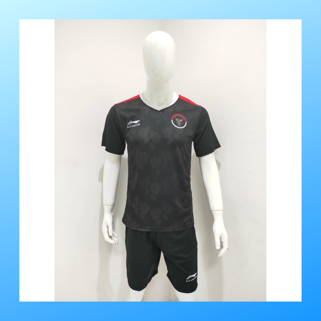 jersey futsal pria kaos sepak bola baju dan celana setelan wanita dewasa t-shirt outfit seragam sea games jarsey kostum olahraga pakaian apparel print sport jersy soccer casual jersi suit LNB101 hitam