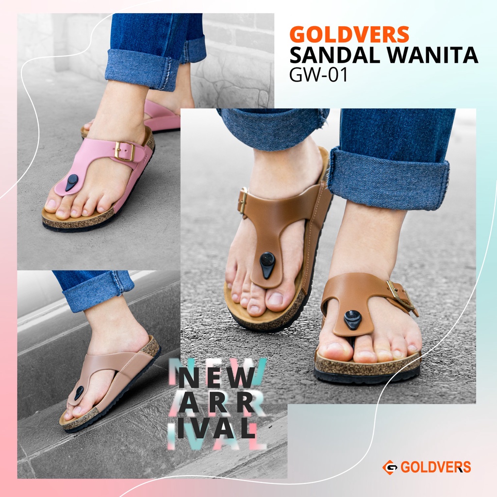 INDORAYA STORE Sandal Wanita Original GOLDVERS Model Jepit Casual Premium Hight Quality