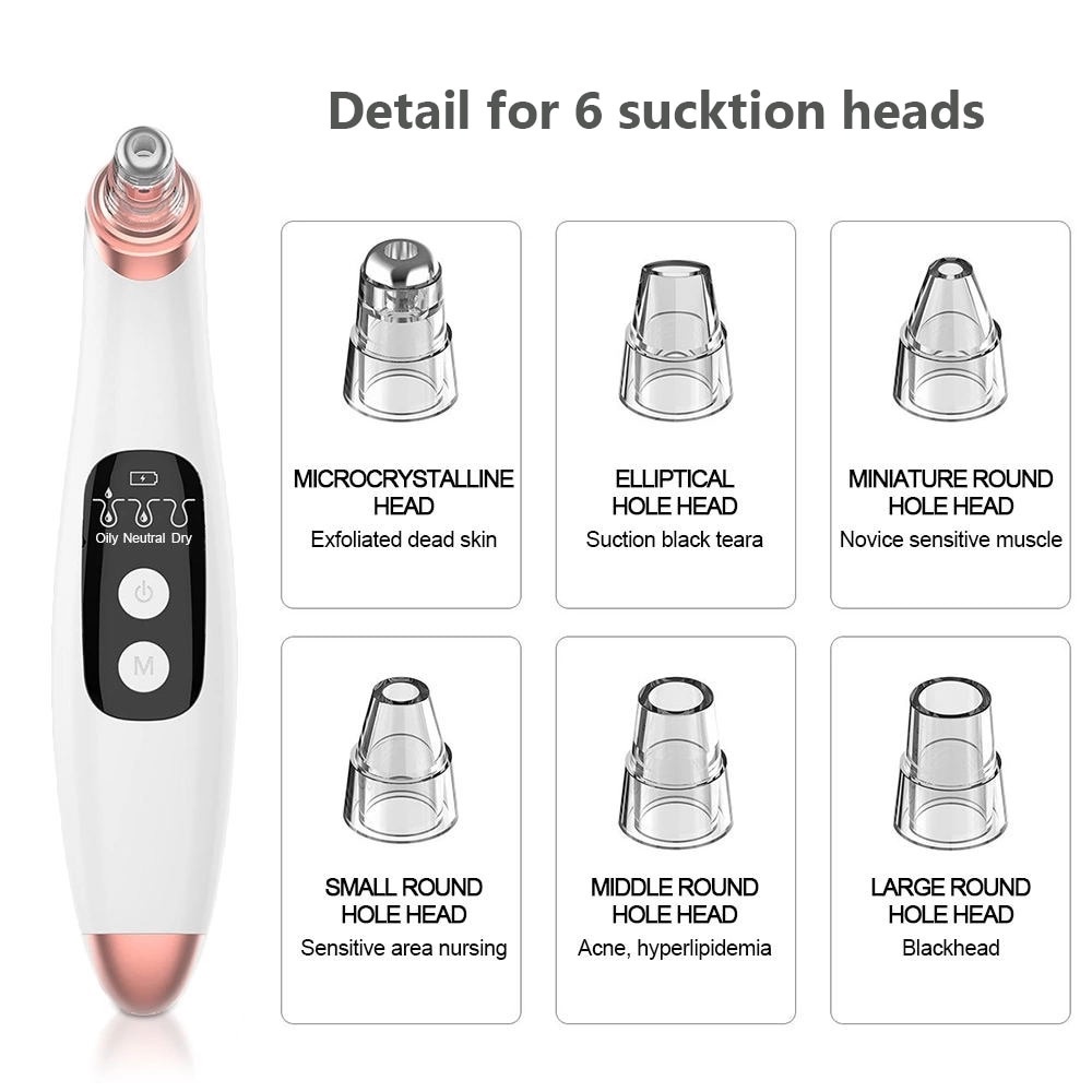 Bisa COD Vacuum Suction Komedo Wajah Skin Face Care Blackhead Pore Cleaner 6 Heads - Pboon B01