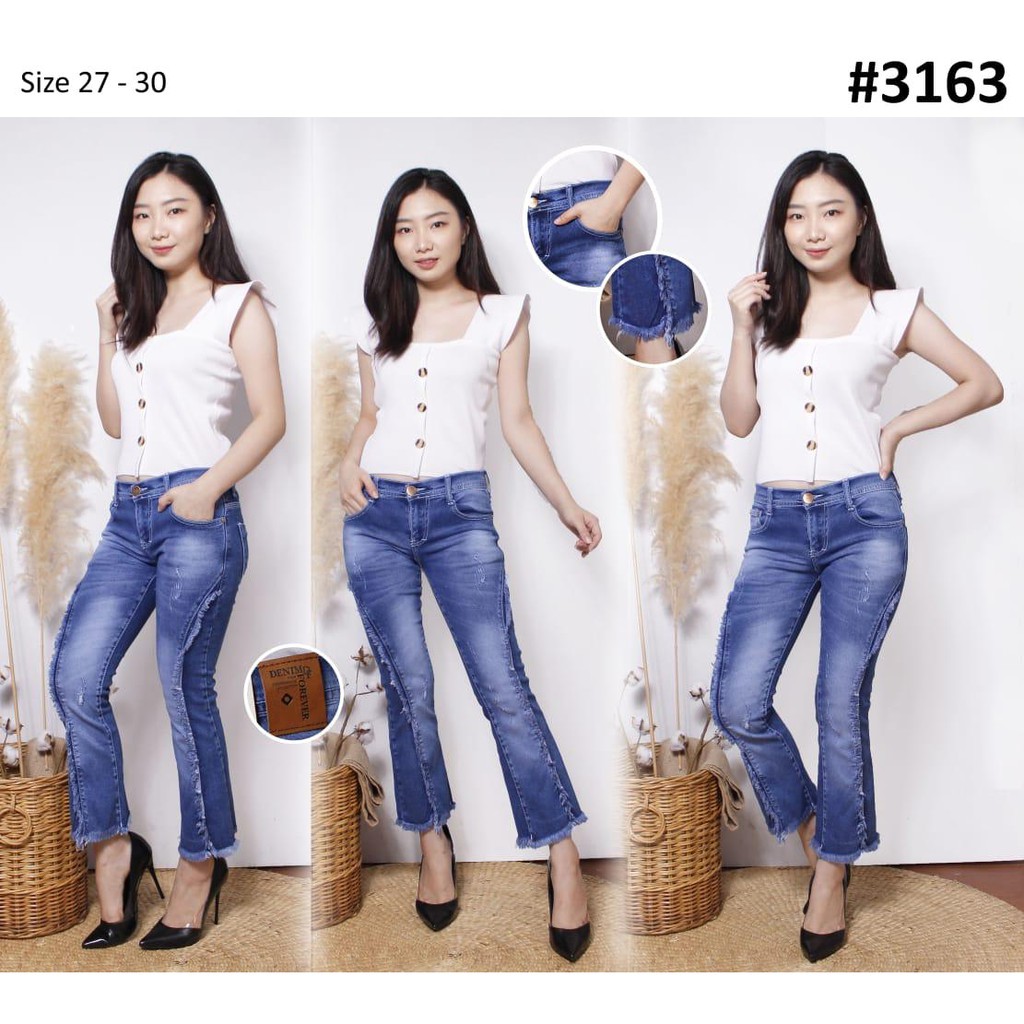 Celana Jeans Wanita 7/9 Cutbray Tulang Rawis 27-30 31-34 Bisa Bayar Ditempat(COD)