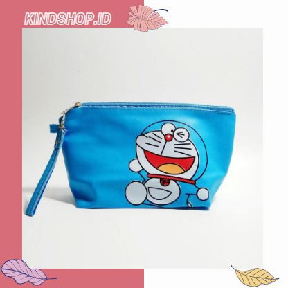 KINDSTORE❤ | TAS POUCH KOSMETIK KARAKTER SABLON DORAEMON/HELLO KITTY