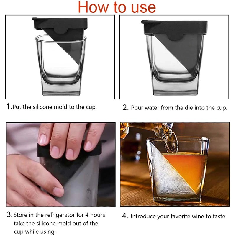 TEENRA 1Pcs Whiskey Wine Cup With Silicone Ice Mold Vodka Ice cup Silicone Form Wine Cup Drinkware