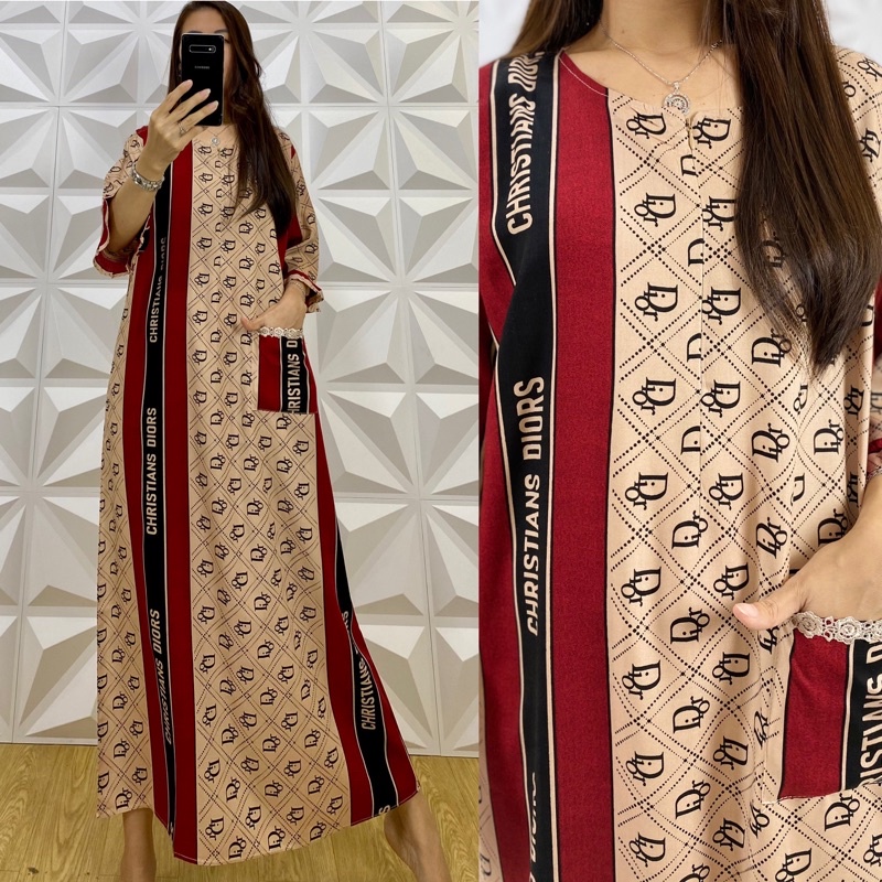 daster tangan 3/4 /tangan 7/8 / busui/panjang viral jumbo /long daster/daster 3/4 /homedress/daster semata kaki/daster gamis-Tk di.or## cream