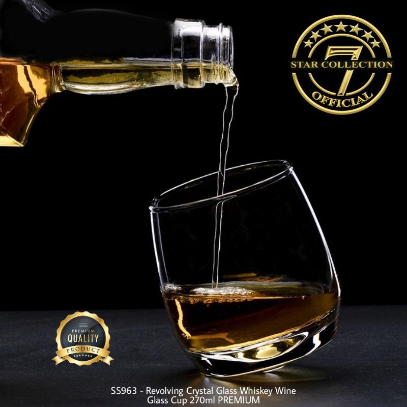 Gelas Unik Revolving Crystal Glass Whiskey Wine Glass Cup 270ml