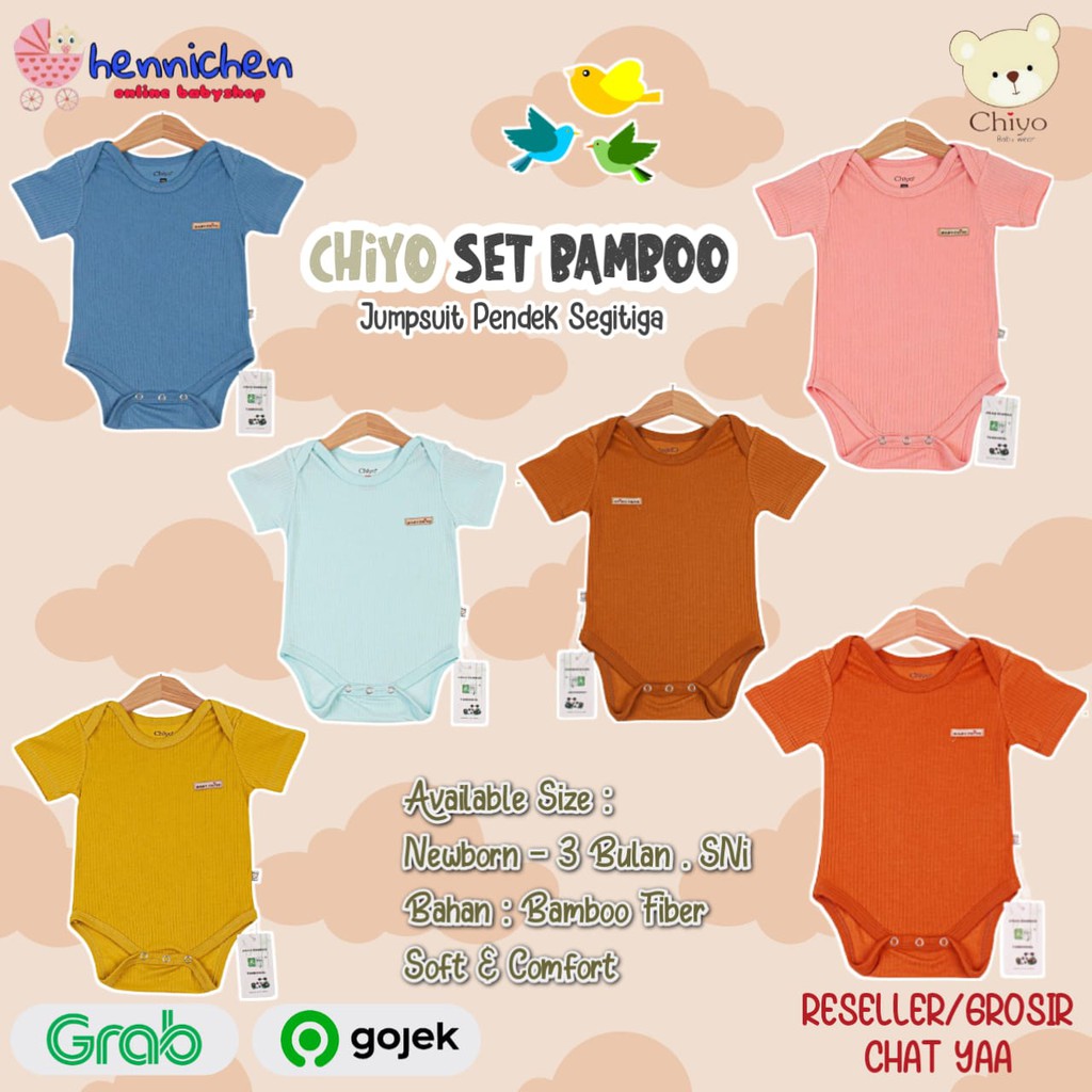 CHIYO BAMBOO Jumpsuit Pendek - Jumper Segitiga Size 0-3 Bulan