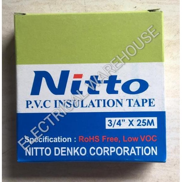 ISOLASI NITTO HITAM 3/4 x 25 Meter ORIGINAL (PVC INSULATION TAPE)