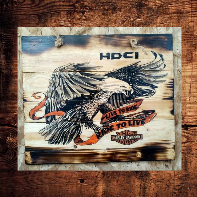 Lukisan Logo Harley Davidson HD Hiasan Dinding Dekorasi Garasi Kafe Resto Motor Jatibelanda