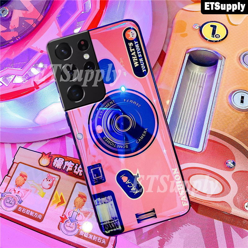 Untuk Samsung Galaxy S21 Ultra Plus Camera Beautiful Cartoon Cover Couple Soft Case Phone Samsung Ga