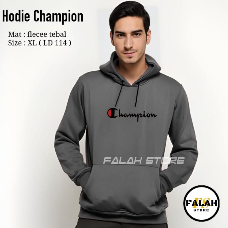 Jaket Hodie Champion Pria Distro Original Tebal Ld 114cm