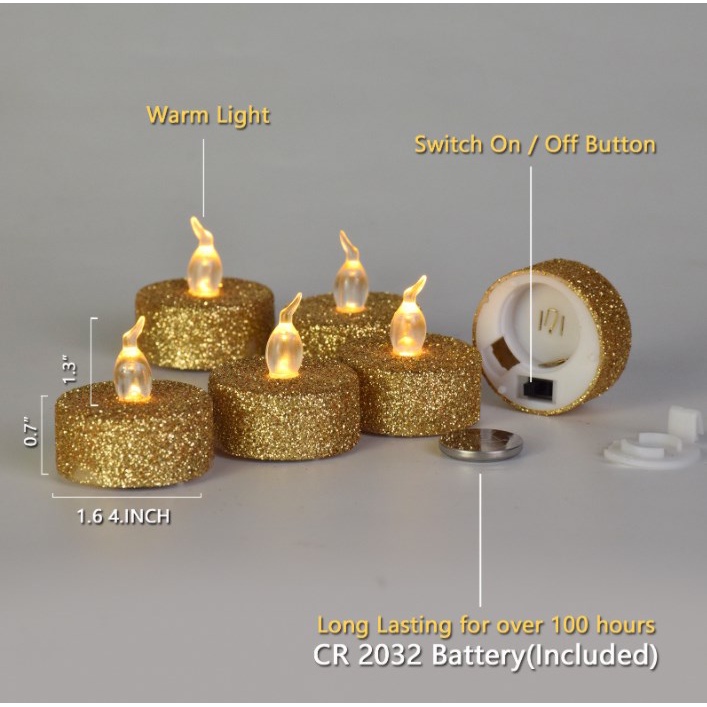 Lampu Led Bentuk Lilin Warna Emas Untuk Dekorasi Pesta Pernikahan