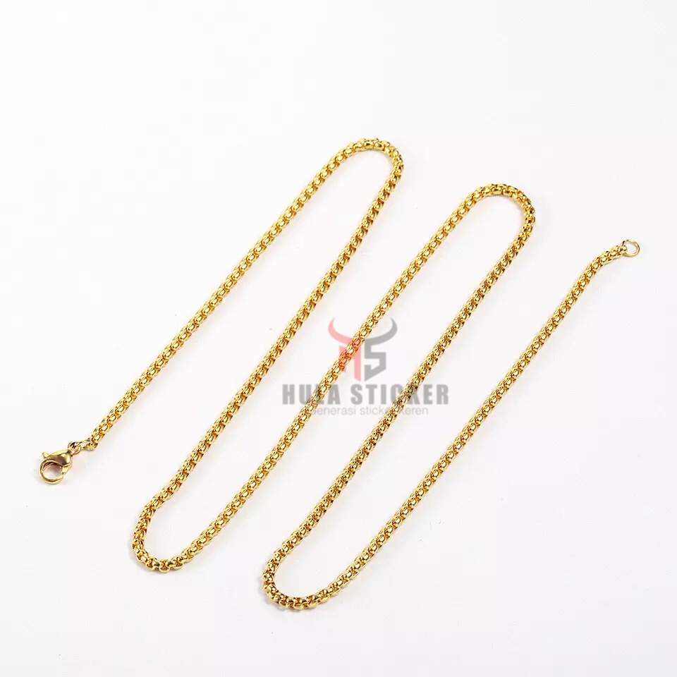 Kalung Rantai MCI Titanium Stainless 316L Anti Karat ROLO GOLD Premium Chain / Kalung Rantai Pendant