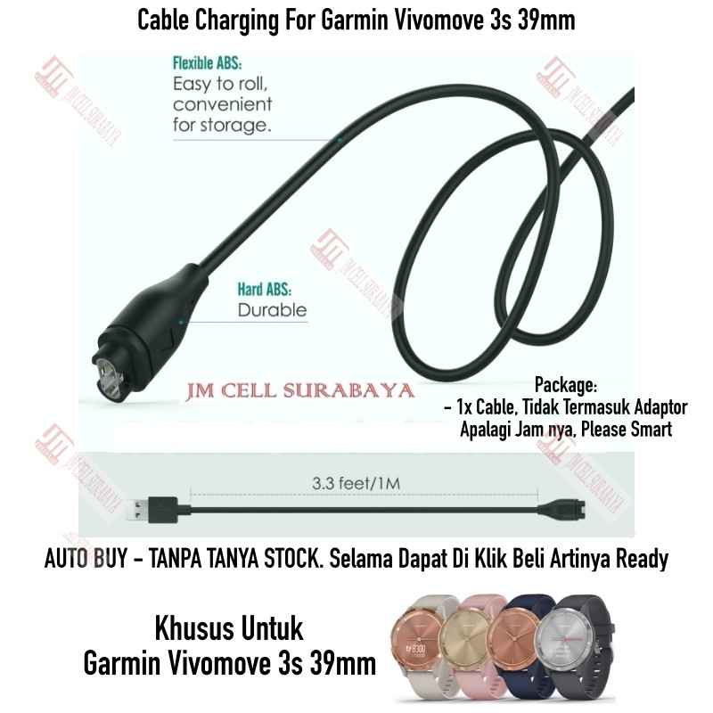 Cable Kabel Charge Data Charging For Garmin Vivomove 3s 39mm