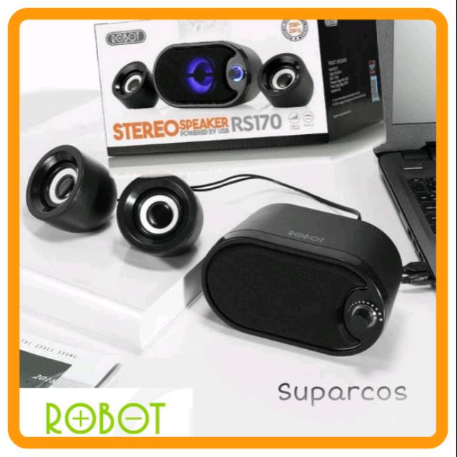 SPEAKER ROBOT LED STEREO BASS PORTABLE  RS170 SPIKER KOMPUTER ORIGINAL / SPEKER / SPEAKER PC/SPIKER