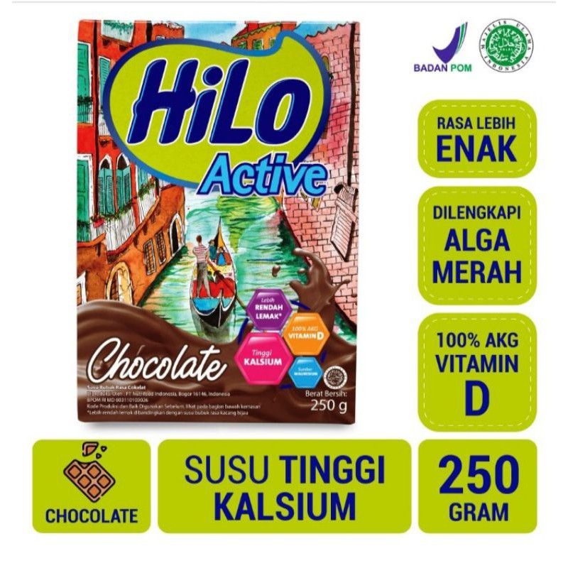 

✨Adinda.ols✨HiLo Active Chocolate 250 gram - Susu Tinggi Kalsium Rendah Lemak