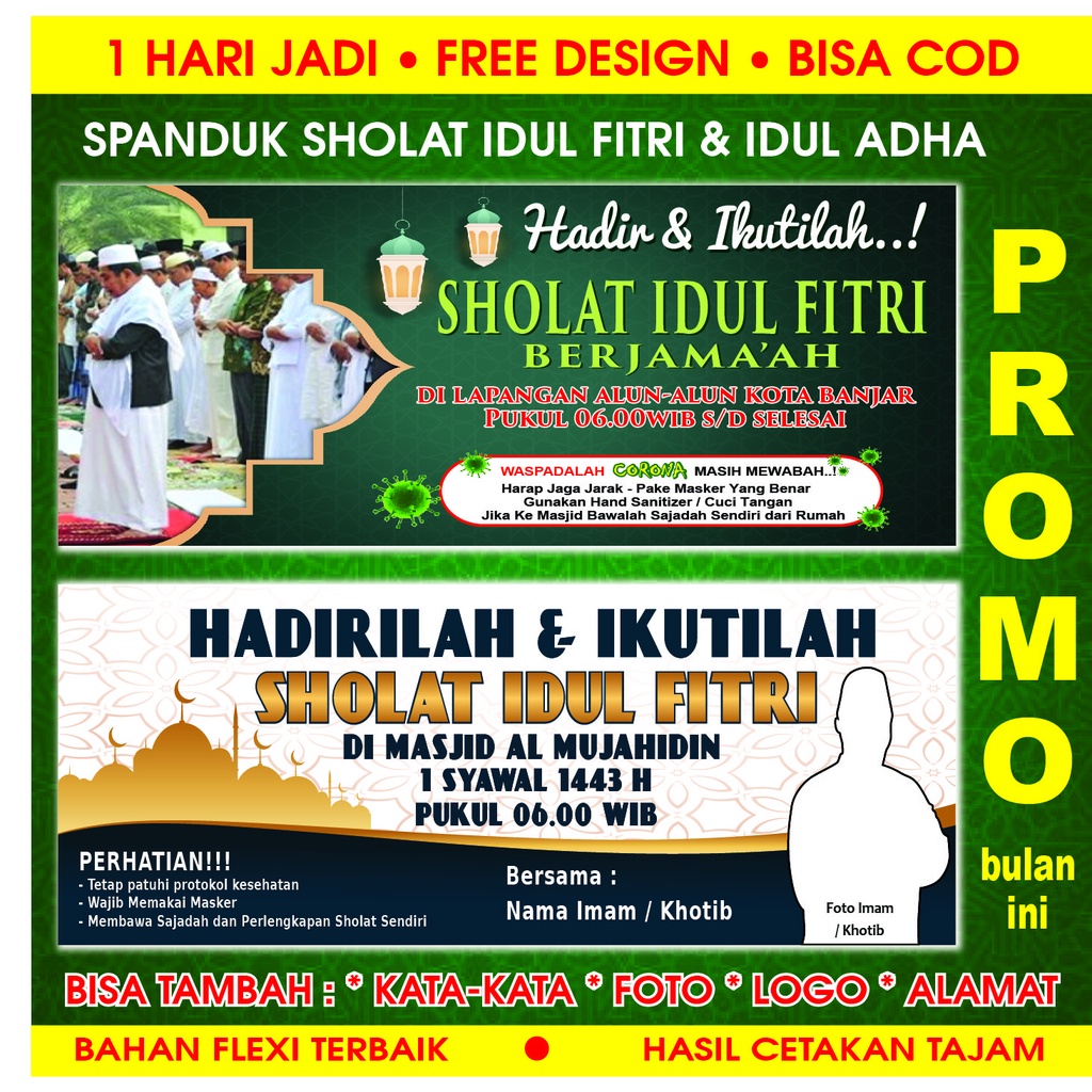 Jual Spanduk Sholat Idul Fitri And Idul Adha Free Request Design