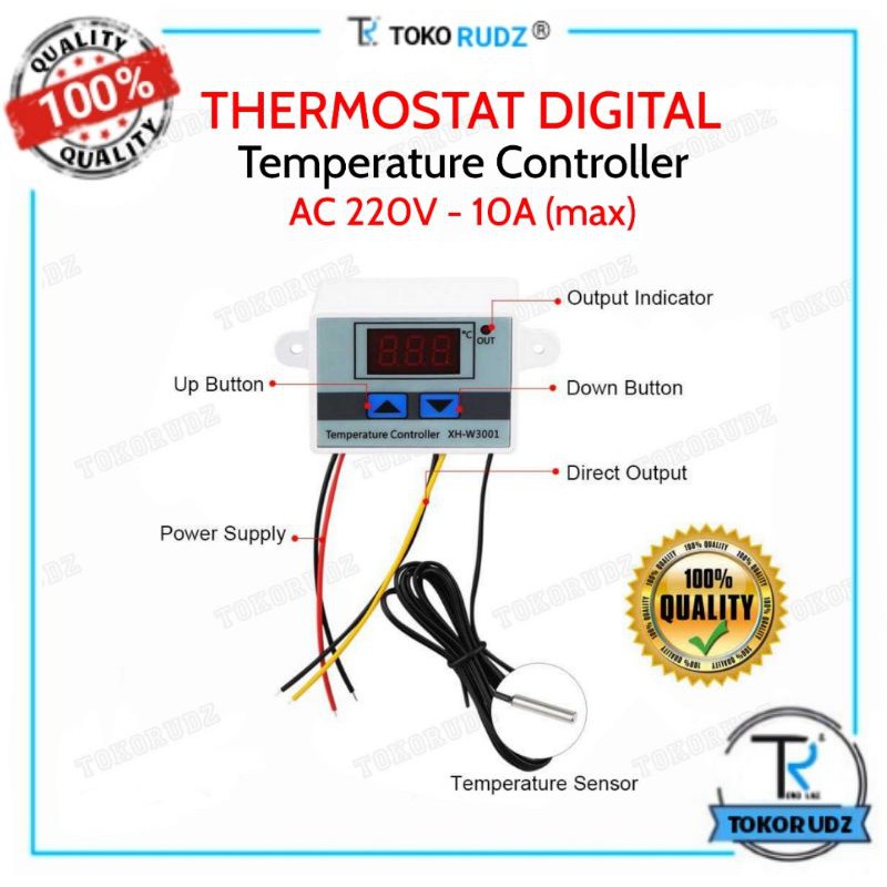 Thermostat Digital AC220V Termostat Alat Ukur Pengatur Suhu W3001