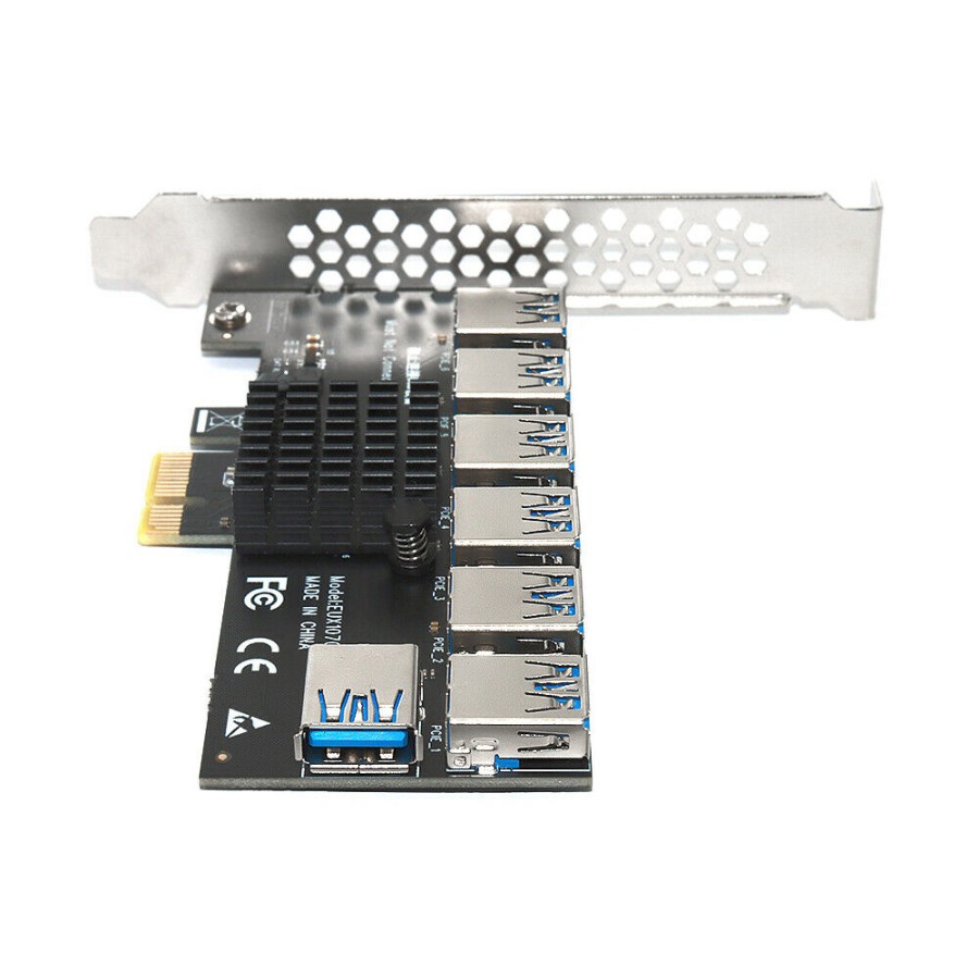 PCIE Expansion Card 7 Port USB 3.0 Riser Mining VGA Extender