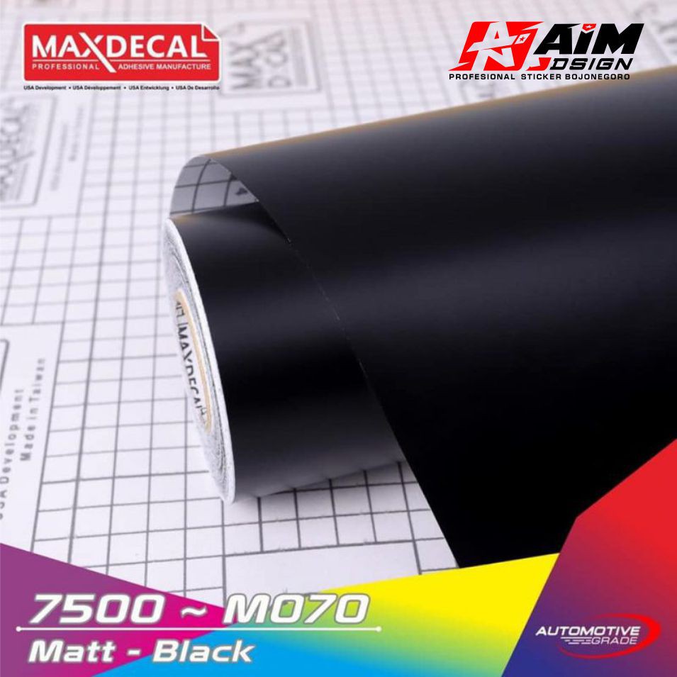 MAXDECAL 7500 070 Black Hitam Sticker Skotlet Doff Matt Matte