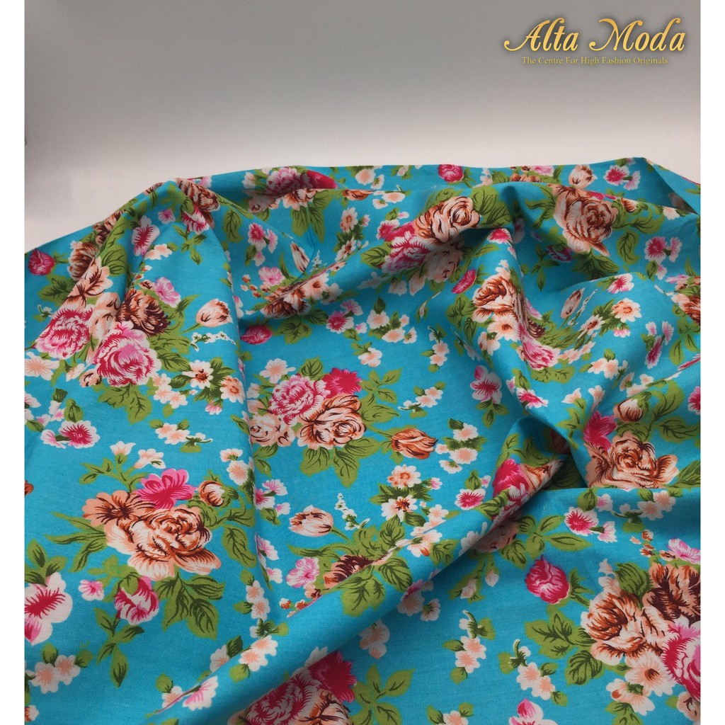 

Alta Moda Katun Motif Fancy Floral Pink Orange - Blue Kain Premium (0.5M)