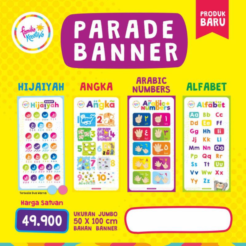 Banner Angka | Banner Alphabet Abjad | Banner Arabic Number | Poster Angka | Poster Belajar