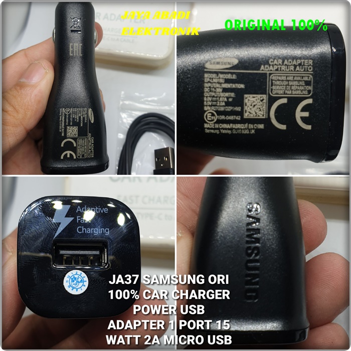 J37 ORIGINAL SAMSUNG ADAPTOR MOBIL 2A 15 WAT USB CHARGER MICRO FAST CHARGING CHARGER CASAN TRAVEL ADAPTER daptor mobil super aki accu ac dc travel adapter charge dual usb fast sped androit tc quick charge bisa untuk segala jenis handphone micro