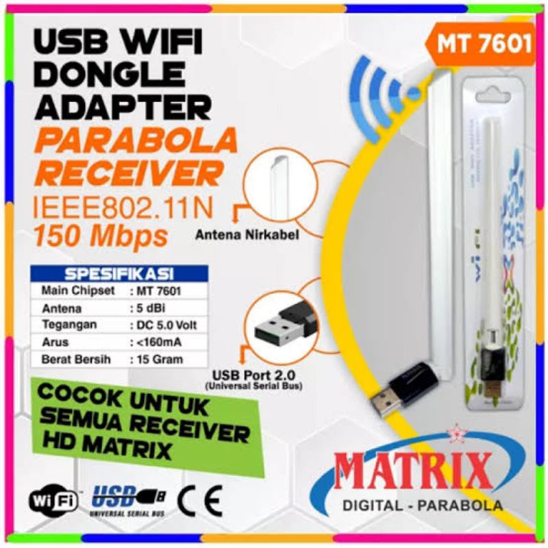 Dongle Usb Receiver Parabola / Usb Wifi Dongle Adapter Parabola Receiver Matrix MT 7601