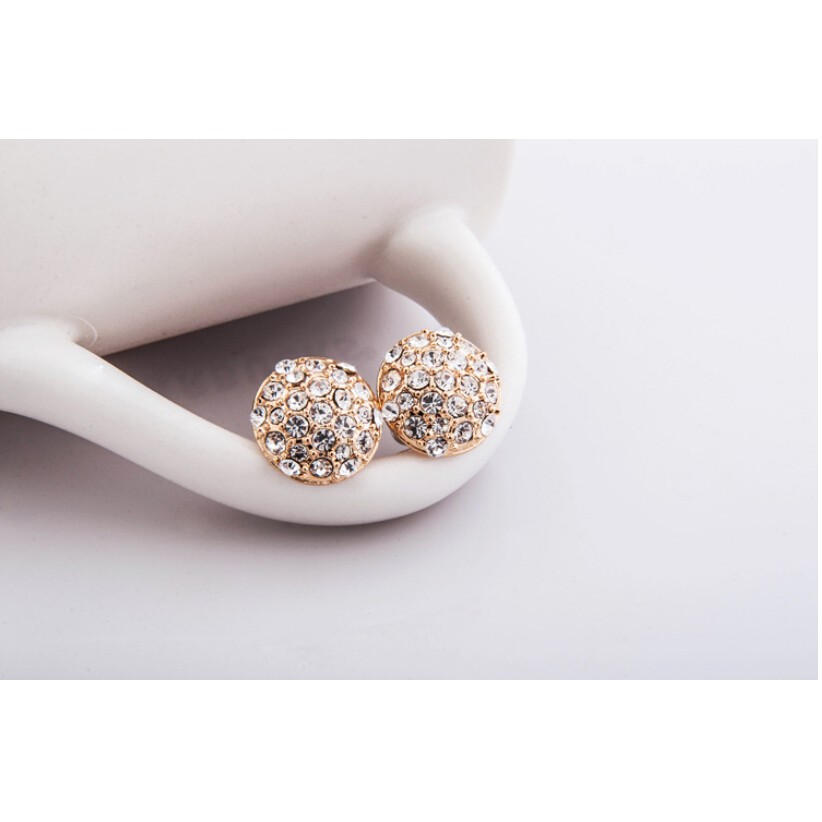 Korean fashion full diamond round earrings ladies earrings jewelry factory wholesale