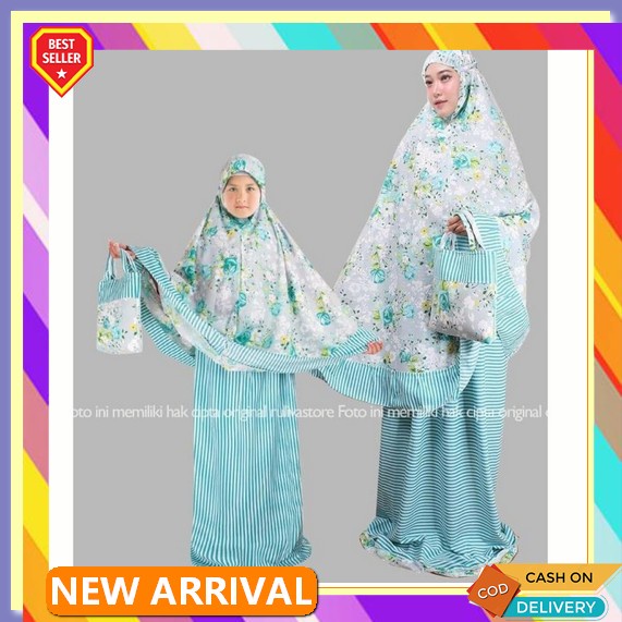 Ready Hbqto Mukena Couple/Copel Ibu Dan Anak Bordir Bunga Teratai Gracella Mewah Mukena Rayon Renda 