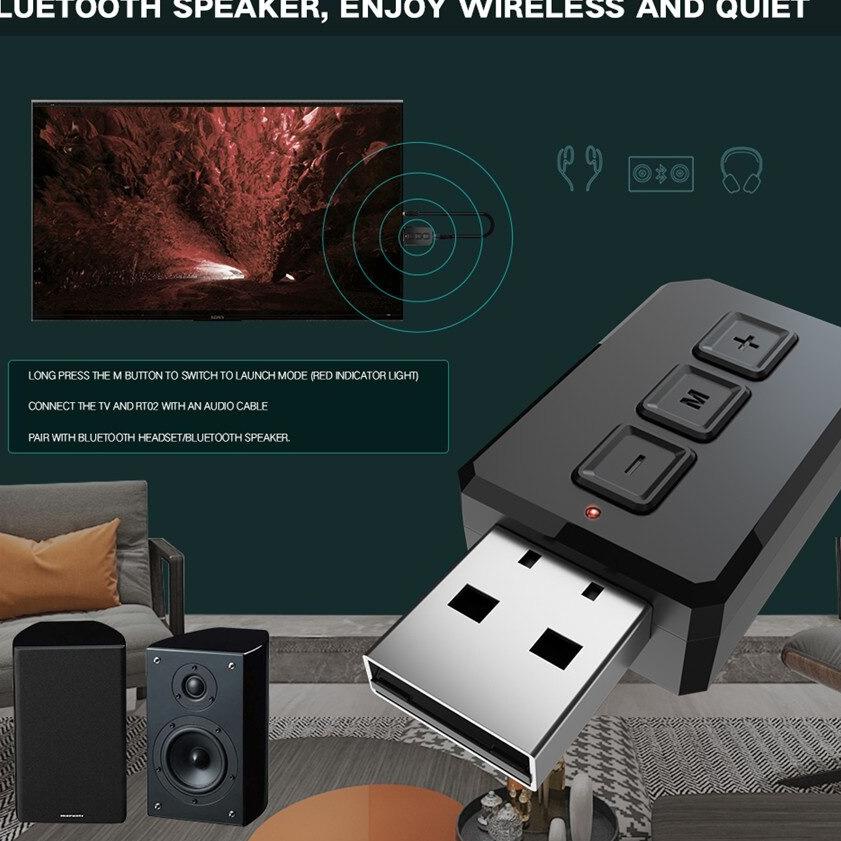 Pasti Puas USB Bluetooth 5.0 Transmitter Receiver Audio Adapter - Seri RT02 - Black