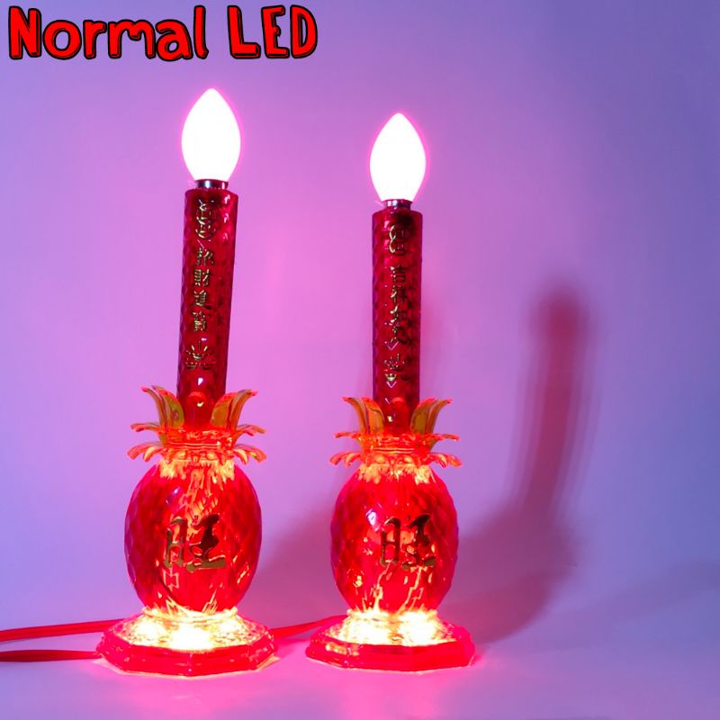 Lampu Altar Sembahyang Puja Motif Nanas Merah LED Kaki Bisa Menyala