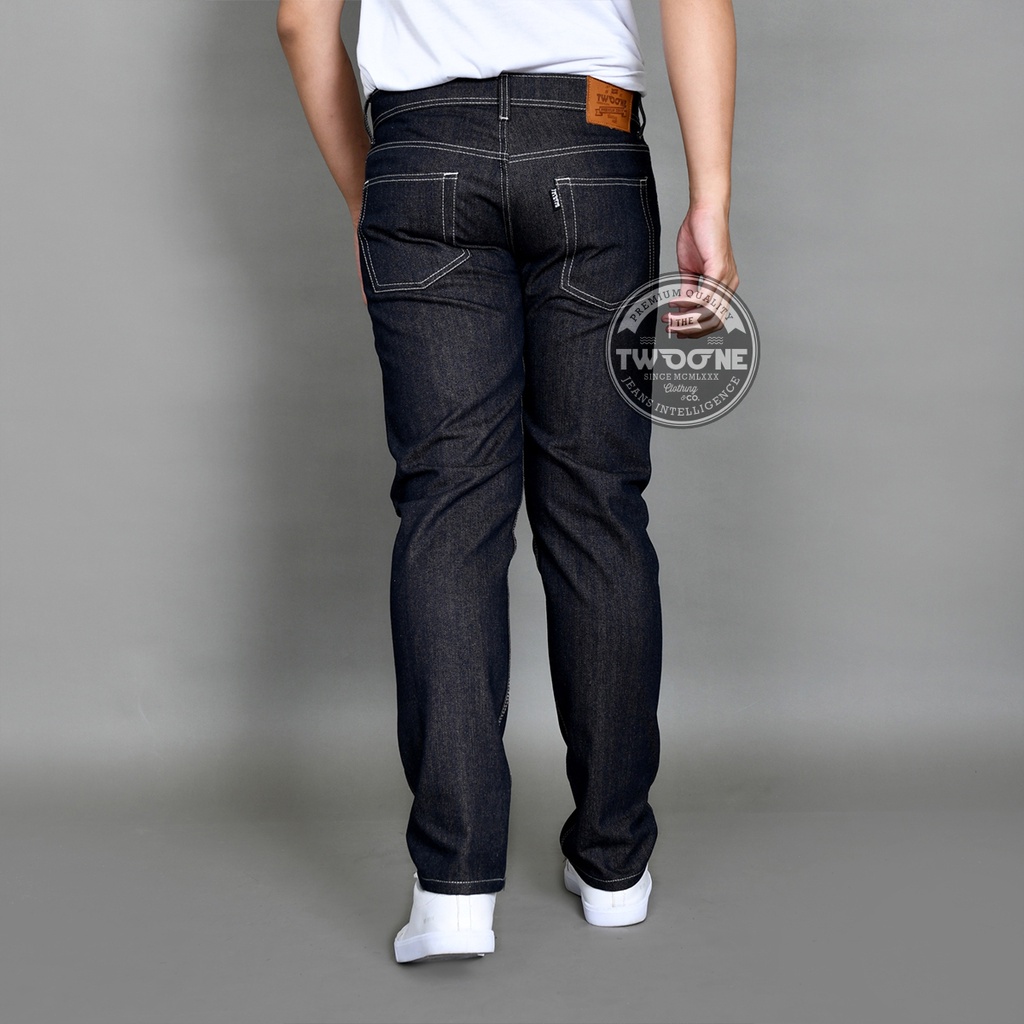 TWO ONE Celana Denim Raw Selvedge BIG SIZE Indigo Brown