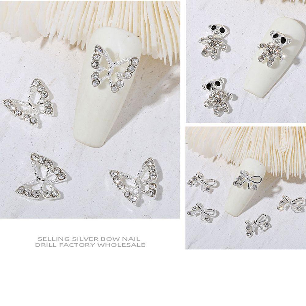 Agustina Dekorasi Nail Art 3D 20Pcs/set Perak Gaya Alloy Manicure Aksesoris