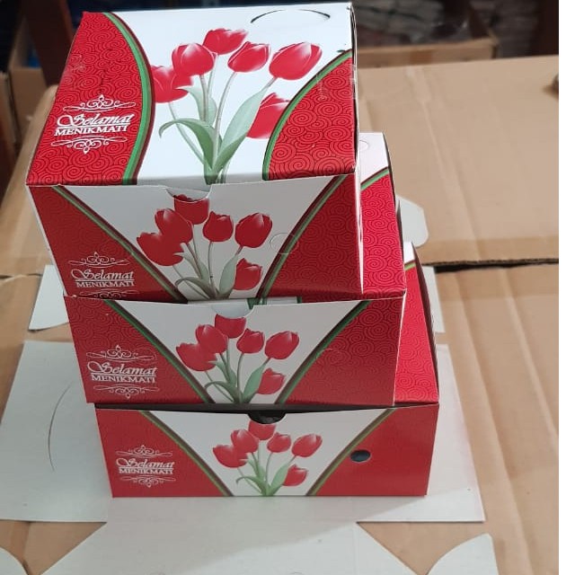 

Box Kotak Snack Kotak Kue Dus Snack Motif Bunga 12x12, 12x14, 12x16 cm