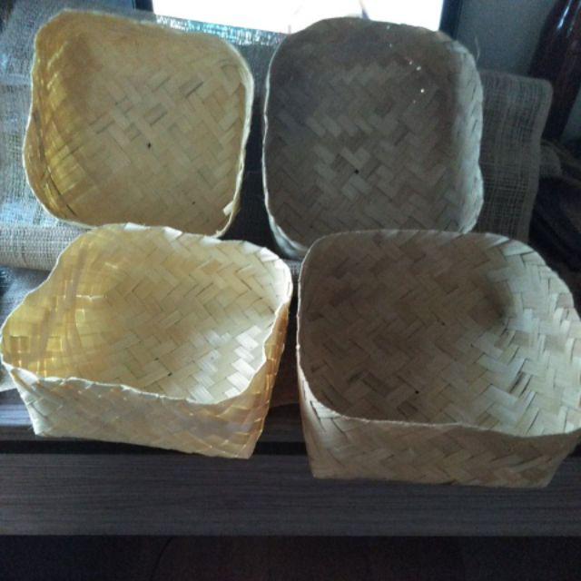 Besek Natural/ Blicing 15x15x7cm  Besek Anyaman Bambu Murah Besek Makanan Besek Bakul