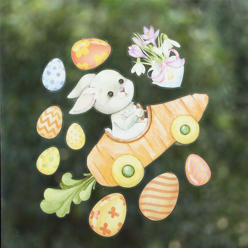 Populer Paskah Jendela Stiker Dekorasi Kamar Perlengkapan Pesta Removable Tahan Air DIY Dua Sisi Printing Stiker Dinding
